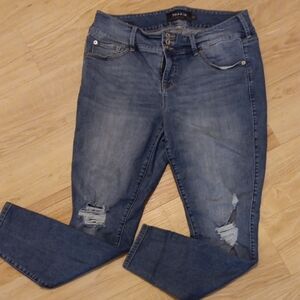 Torrid Blue Skinny Distressed Jeans
